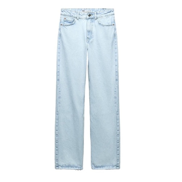 Zara Light Blue Straight Leg Jeans - Picture 1 of 8